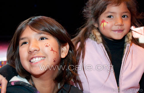 Many of the young Native American children received face painting from 