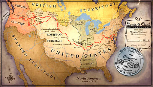 LEWIS AND CLARK ROUTE MAP, CORPS OF DISCOVERY