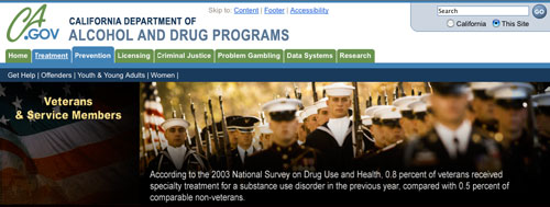 CALIF VETS DRUG ALCOHOL PROGRAMS