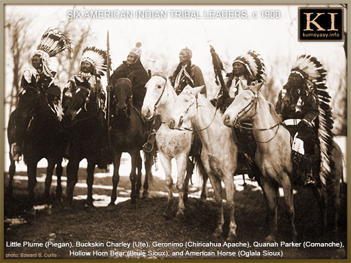 SIX FAMOUS NATIVE AMERICAN INDIAN CHIEFS IN HEADDRESS AND ON HORSEBACK